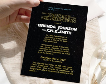 Star Wars Wedding Invitation Star Wars Invitation Jedi Wedding Invite Nerdy Han Solo Princess Leia The Force Star Wars Reception Invitation