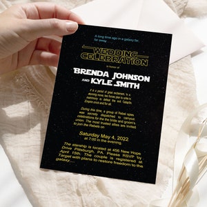 Star Wars Wedding Invitation Star Wars Invitation Jedi Wedding Invite Nerdy Han Solo Princess Leia The Force Star Wars Reception Invitation