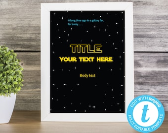 Editable Star Wars Party Sign 8x10 Star Wars Poster Star Wars Wedding Decor Star Wars Birthday Decor Star Wars Baby Shower Sign Template