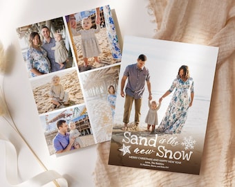 Beach Christmas Photo Card Template (Editable Template)
