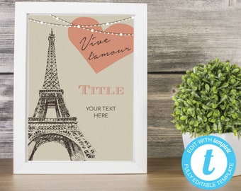 EDITABLE  Paris Bridal Shower Sign 8x10 Paris Bridal Shower Poster Parisian Shower Decor Paris Party Paris Theme French Theme Template