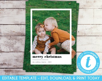EDITABLE Modern Polaroid Photo Christmas Card Modern Photo Holiday Card Polaroid Christmas Card Family Holiday Card Template