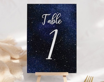 EDITABLE Starry Night Table Numbers Stars Sweet 16 Birthday Celestial Table Numbers Stars Quinceanera Under the Stars Table Card Template