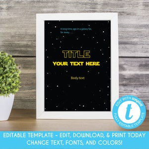 EDITABLE Star Wars Party Sign 8x10 Star Wars Poster Star Wars Wedding Decor Star Wars Birthday Decor Star Wars Baby Shower Sign Template