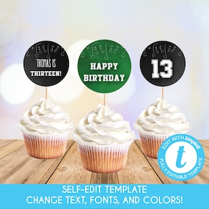 Editable  Football Cupcake Toppers Football Party Decorations Sports Birthday Cupcake Toppers Football Birthday Cupcake Toppers Template