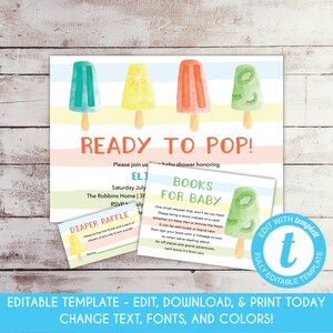 Editable Printable Ready To Pop Baby Shower Invitation Etsy