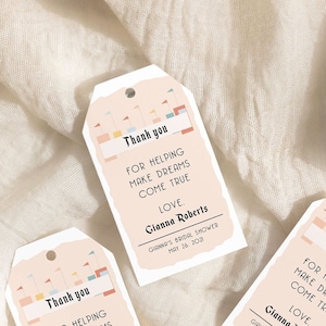 EDITABLE Vintage Theme Park Party Favor Tag Retro Theme Park Birthday Favor Tag Retro Pink Bridal Shower Thank You Tag for Favor Template