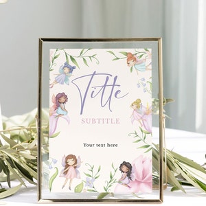 Editable Fairy Garden Birthday Sign 8x10 Fairy Birthday Party Sign Fairy Enchanted Garden Fairy Party Sign Fairy Tea Party Birthday Template