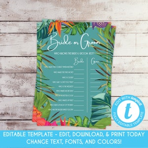 EDITABLE Floral Tropical Bridal Shower Invitation Summer Bridal Shower Invite Hawaiian Luau Bridal Shower Teal Tropical Invitation Template image 9