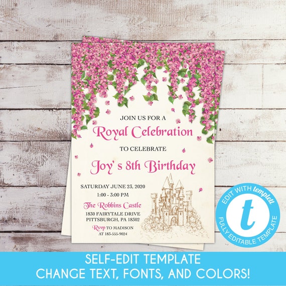 EDITABLE Royal Birthday Invitation Princess Birthday | Etsy