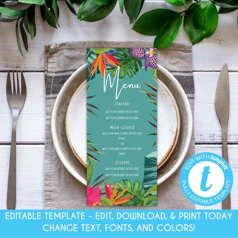 Tropical Floral Birthday Invitation: Luau Party (Editable Template) image 8