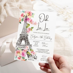 Editable Paris Birthday Invitation Paris Invitation Parisian Birthday Invite Eiffel Tower French Floral Birthday Girl Paris Party Template