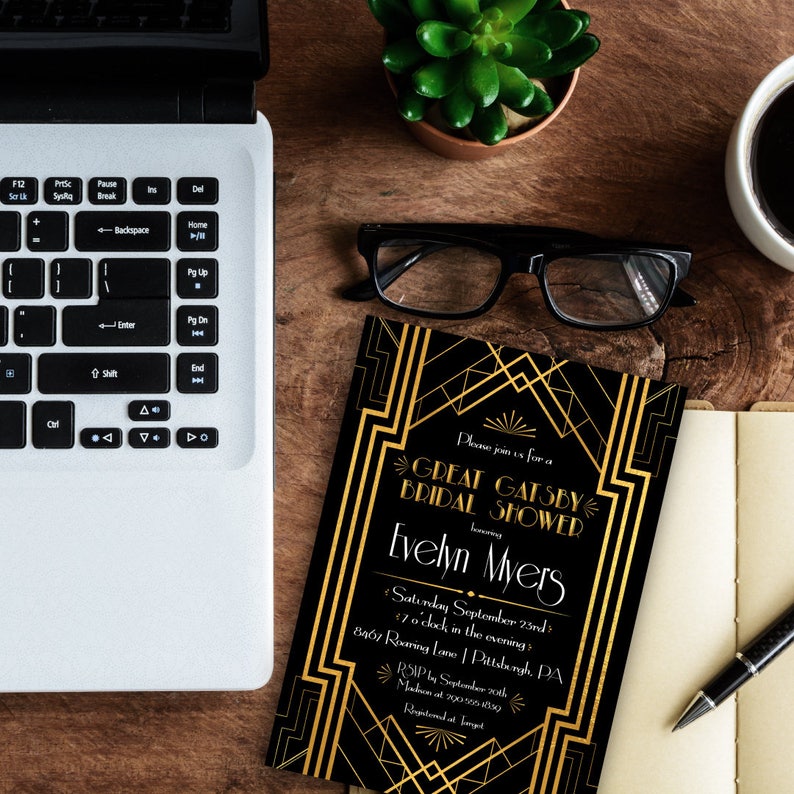Great Gatsby Bridal Shower Invitation Roaring 20s Bridal Etsy