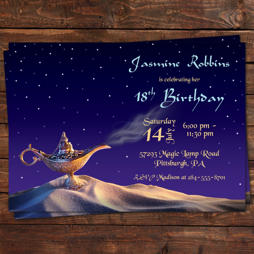 Arabian Nights Birthday Invitation Moroccan Theme Aladdin Etsy