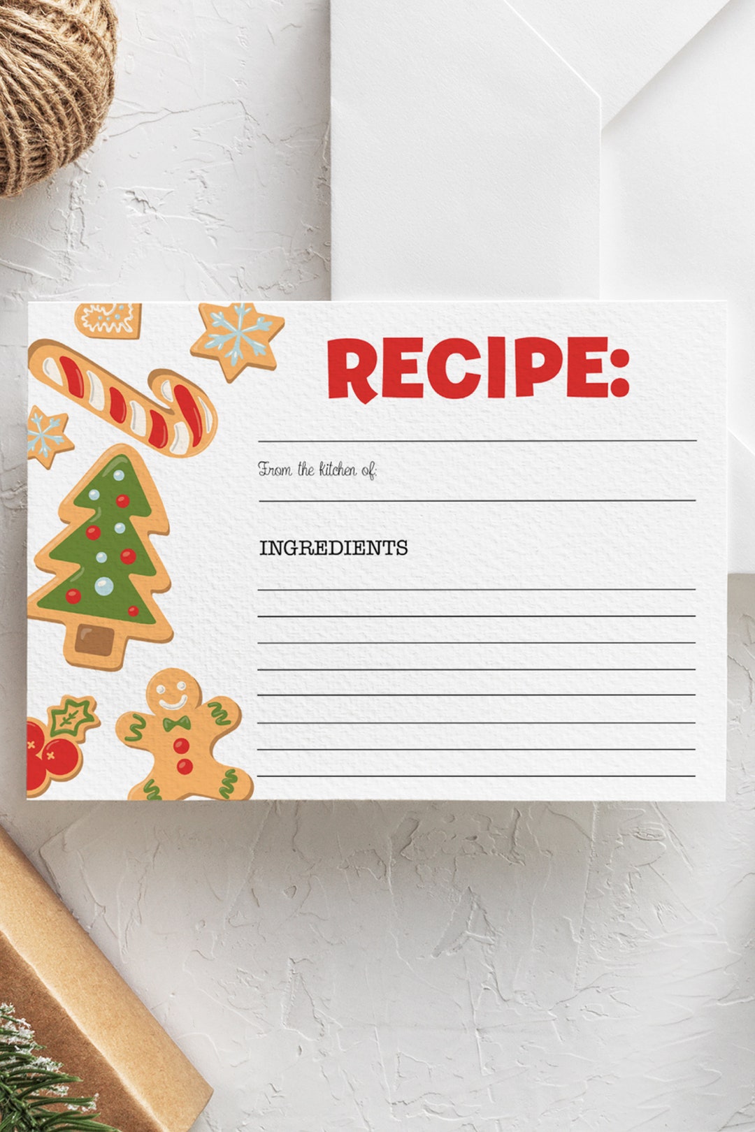 Editable Christmas Recipe Card Christmas Cookie Exchange Recipe Card