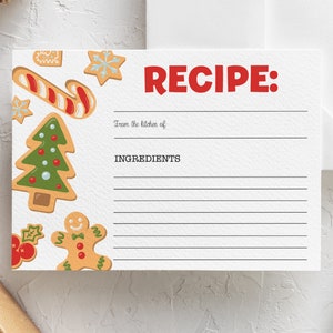 Christmas Holiday Recipe Card (Editable Template)