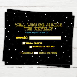 Star Wars RSVP-kaart Star Wars-huwelijksuitnodiging Han en Leia Star Wars-uitnodiging Star Wars-thema-receptieuitnodiging digitaal of gedrukt