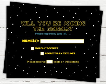 Star Wars RSVP Card Star Wars Wedding Invitation Han and Leia Star Wars Invitation Star Wars Theme Reception Invite Digital or Printed