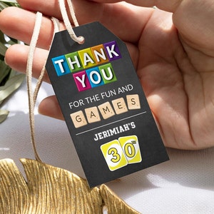 EDITABLE Game Night Party Favor Tag Game Night Birthday Favor Tag Adult Birthday Goodie Bag Tag Adult Game Night Thank You Tag Template