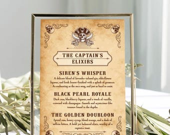 Editable Pirate Bar Menu Template: 4x6 Signature Cocktail Sign