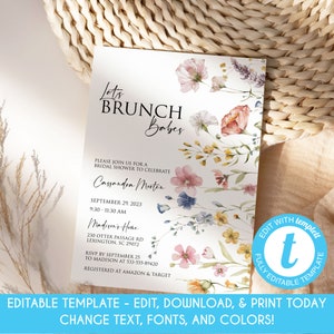 Wildflower Bridal Shower Brunch Invitation (Editable Template)