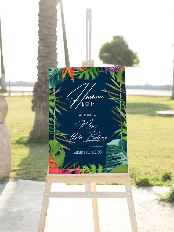 Editable Havana Nights Welcome Sign 24x36 Havana Nights