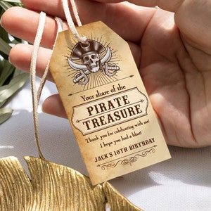 Editable Pirate Birthday Favor Tag Pirate Party Favor Tag Pirate Treasure Goodie Bag Tag Pirate Skull Thank You Tag Boy Pirate Template