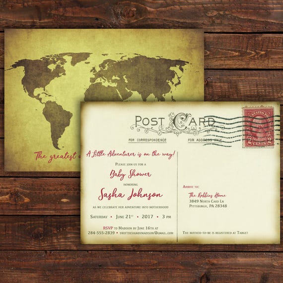 postcard baby shower invitations