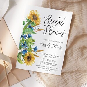 Editable Sunflower Bridal Shower Invitation Sunflower Invitation Rustic Floral Shower Invite Summer Fall Floral Bridal Invitation Template