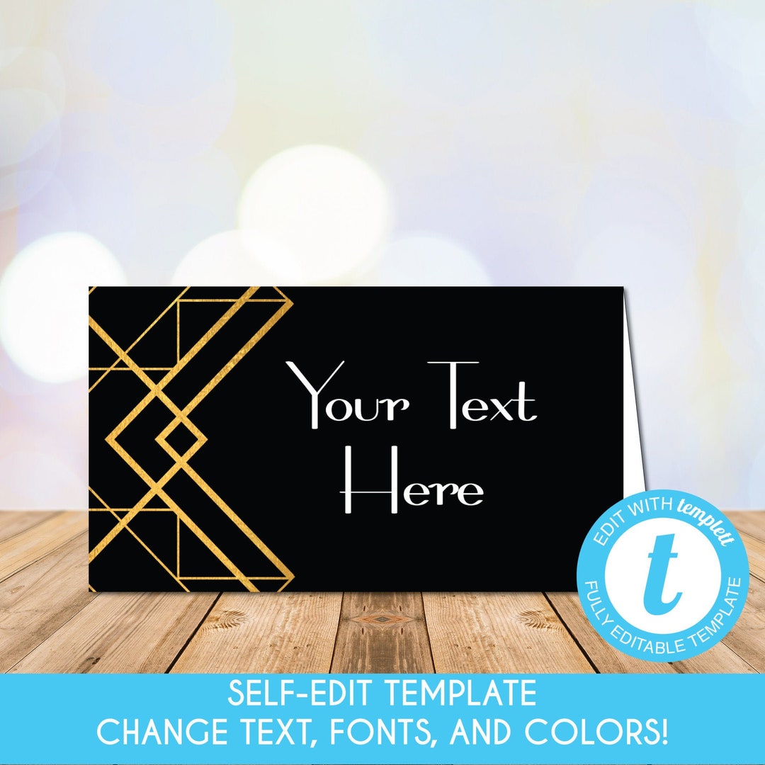 Editable Great Gatsby Place Cards Roaring 20s Party Holiday Party 1920s ...