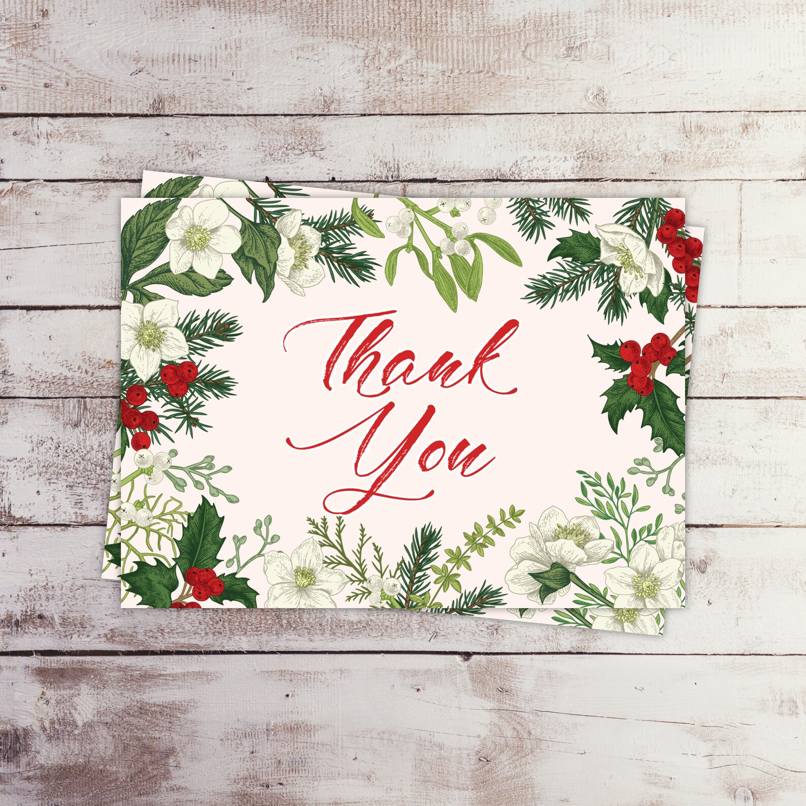 Christmas Thank You Card Holiday Party Thank You Card Holly Etsy