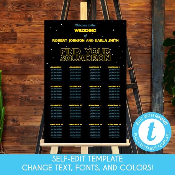 Star Wars Wedding Seating Chart