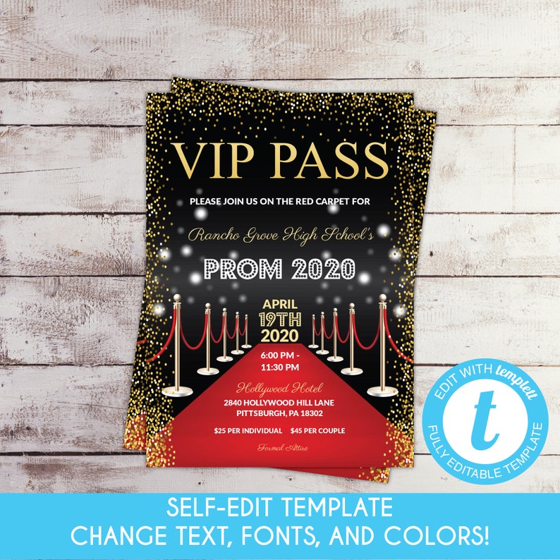 Hollywood Birthday Party Favor Tag: Red Carpet Sweet 16 (Editable Template) image 7