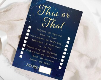 Starry Night Party Game: This or That Icebreaker (Editable Template)