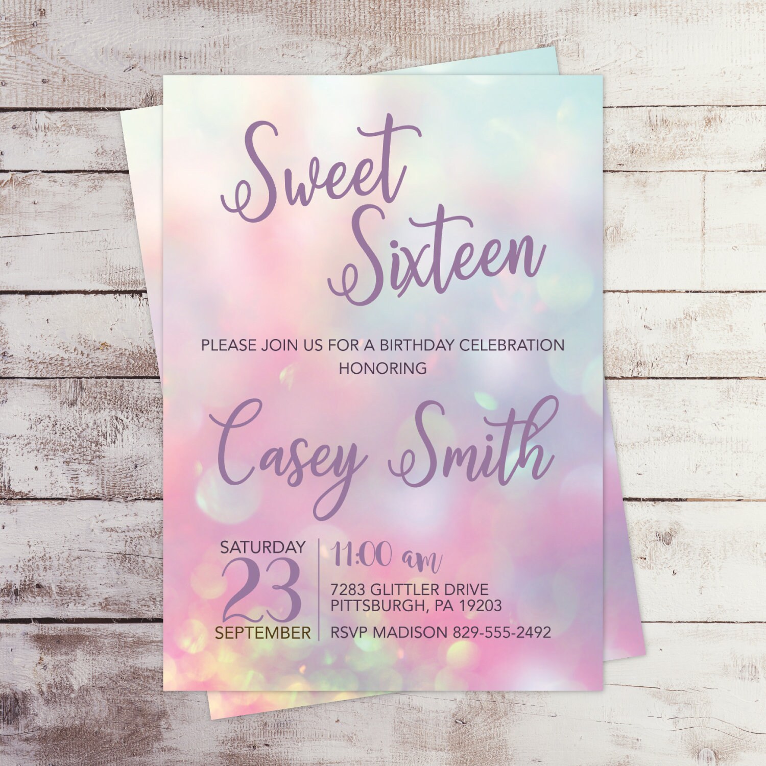 EDITABLE Printable Iridescent Pastel Birthday Invitation Etsy
