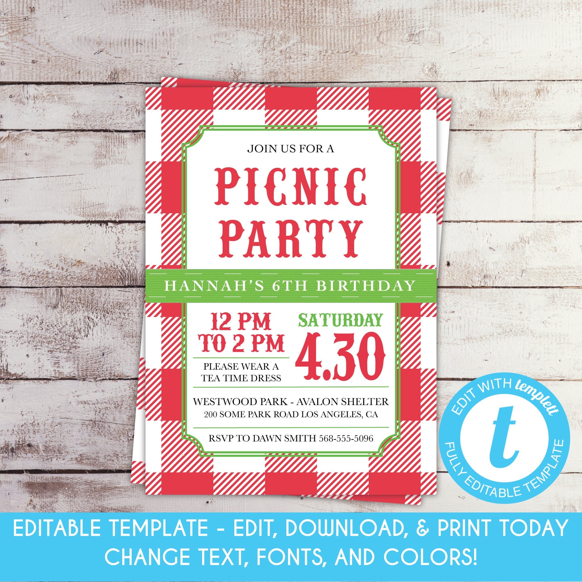 Blank Picnic Invitation Template