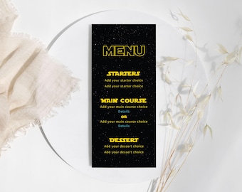 Star Wars Wedding Dinner Menu Nerdy Drink Menu (Editable Template)