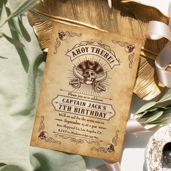 EDITABLE Pirate Birthday Invitation Pirate Invitation Pirate Party Invite Treasure Hunt Boy Birthday Invitation Explorer Adventure Template