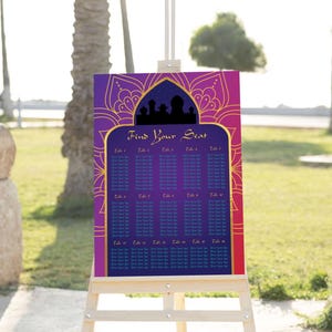 Editierbarer Arabian Nights Sitzplan 24x36 Arabian Nights Hochzeitsdeko Zeichen Aladdin Geburtstagsfeier Zeichen Marokkanisch Indische Hochzeitsvorlage