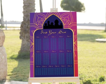 Editable Arabian Nights Seating Chart Template: Moroccan Wedding Decor (24x36)