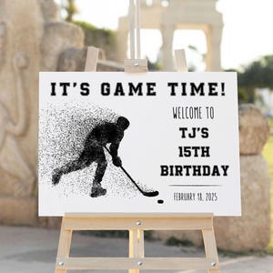 Editable Hockey Birthday Welcome Sign: Sports Party Poster Template (24x36)