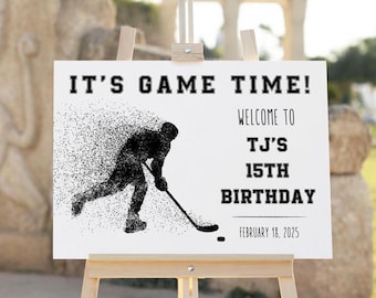 Editable Hockey Birthday Welcome Sign: Sports Party Poster Template (24x36)