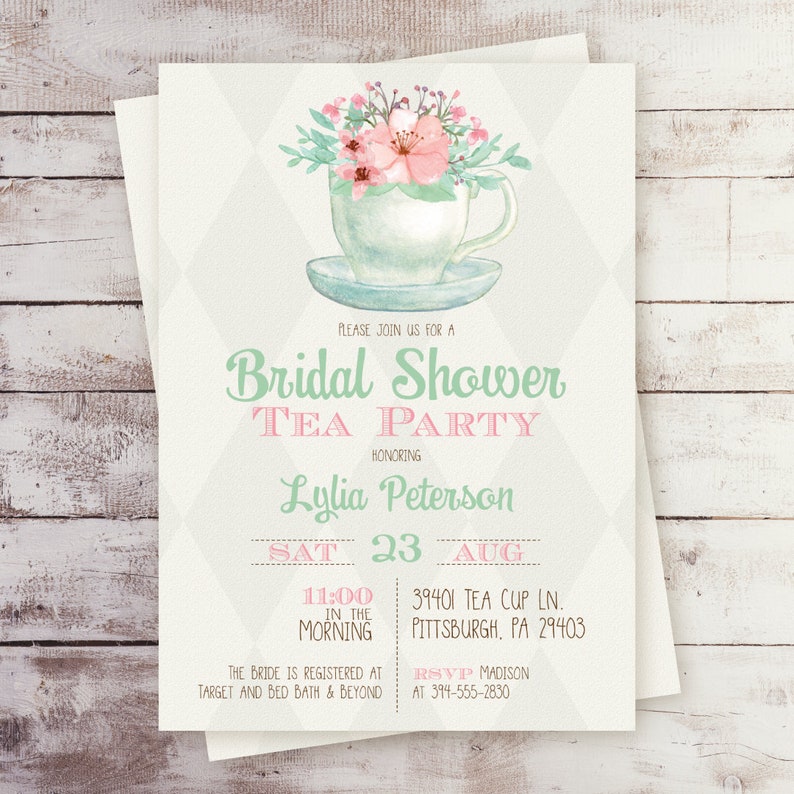 EDITABLE Tea Party Bridal Shower Invitation Tea Party Etsy