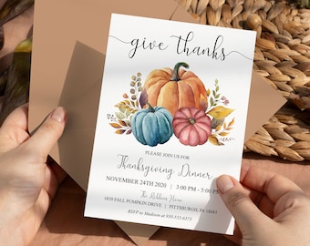 EDITABLE Thanksgiving Invitation Friendsgiving Invite Pumpkin Invitation Thanksgiving Dinner Invitation Fall Festival Invitation Template