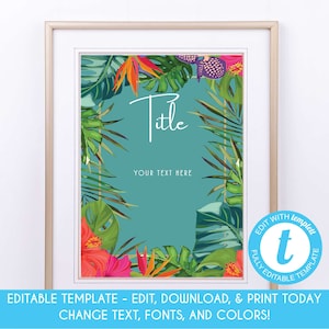 Tropical Floral Birthday Invitation: Luau Party (Editable Template) image 10