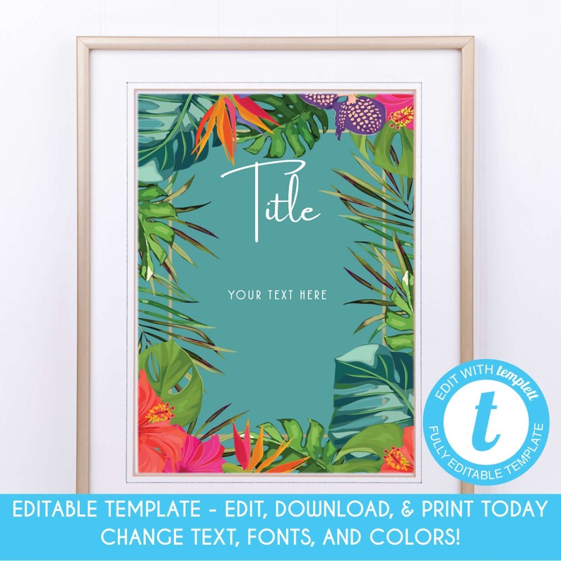 Tropical Floral Birthday Invitation: Luau Party (Editable Template) image 10