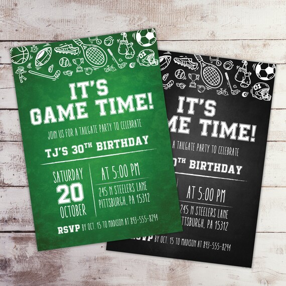 Chalkboard Sports Party Invitation Sports Invitation Etsy