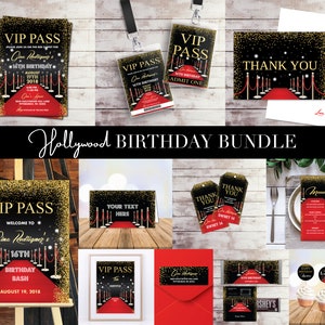EDITABLE Hollywood Save the Date VIP Pass Red Carpet Birthday Hollywood Birthday Invite Sweet 16 Invitation Hollywood Party Template image 8
