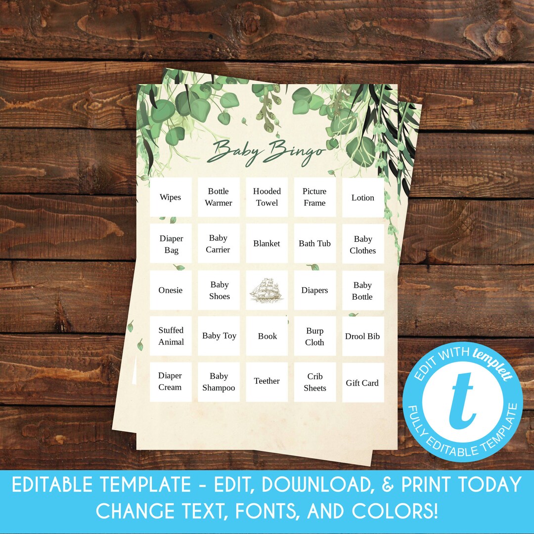 EDITABLE Baby Shower Bingo Cards Vintage Peter Pan Baby Shower