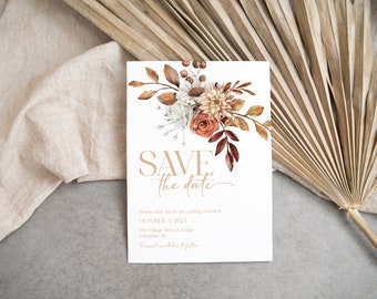 EDITABLE Fall Floral Save the Date Autumn Save the Date Fall Wedding Invitation Fall Floral Wedding Invite Template SIENNA